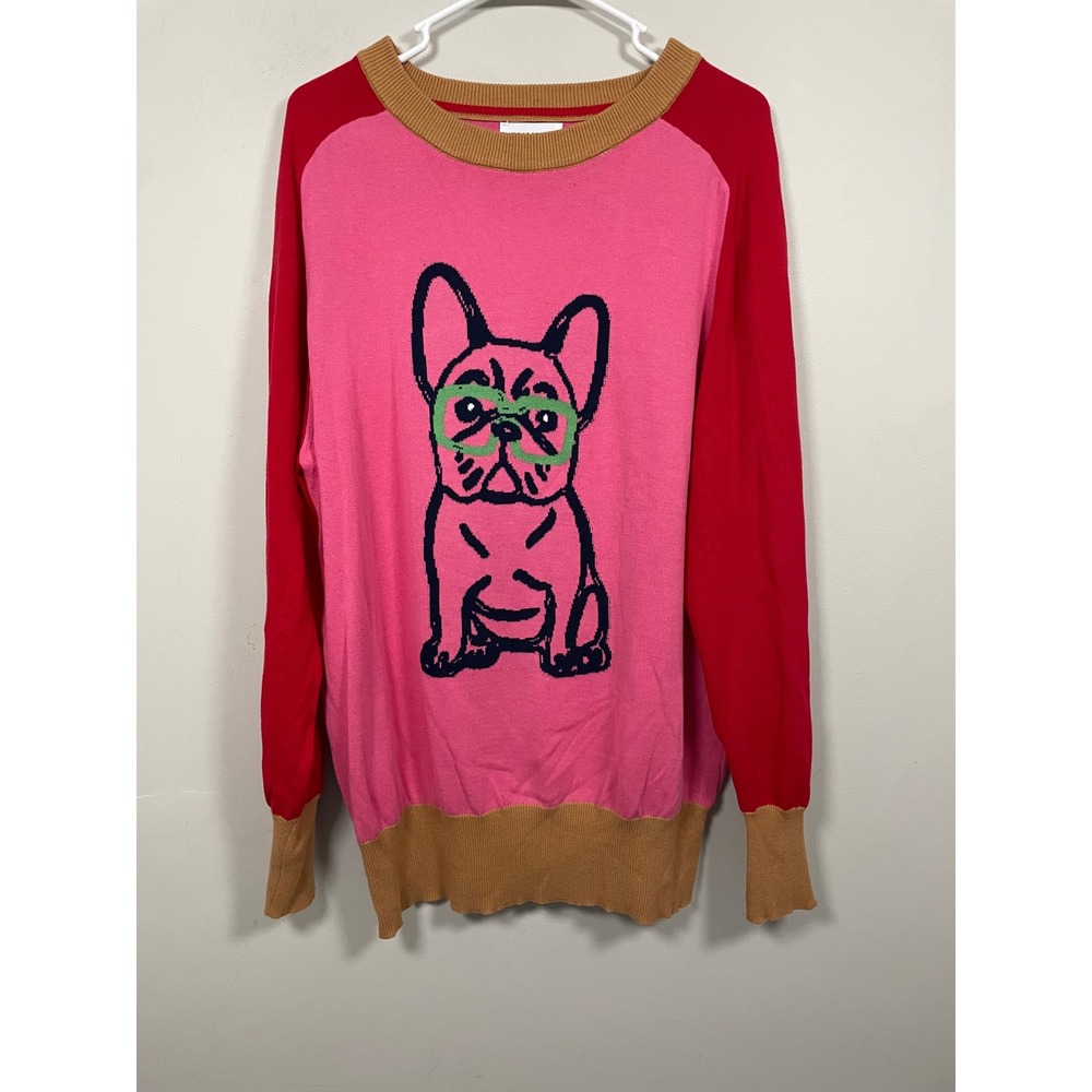 OxKnit Pink French Bulldog Sweater Size 4XL Novelty Eclectic Quirky